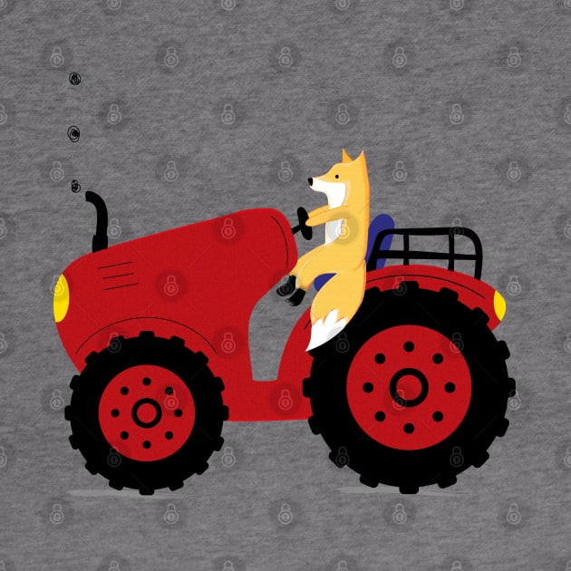 Tractor and fox by grafart